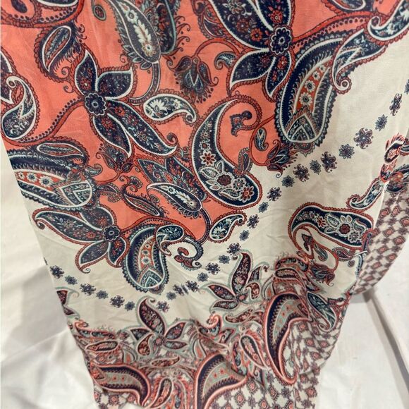 Pink and white paisley print boho smocked ruffle maxi dress size XL - Picture 5 of 9